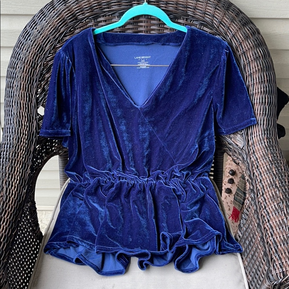Lane Bryant Blue Velvet Top 18/20